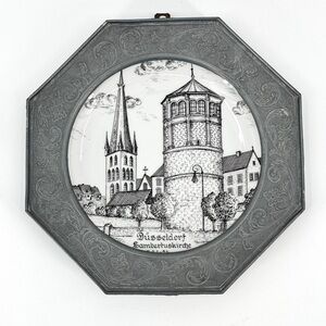 VTG Octagon Pewter Framed Düsseldorf Lambertuskirche Wall Plate